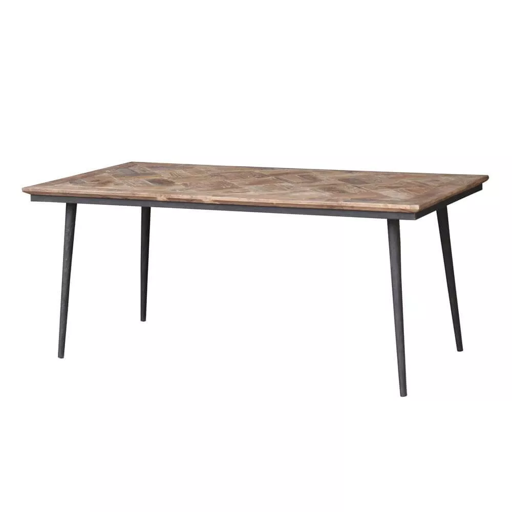 Monarch I Reclaimed Elm Parquet Top Dining Table